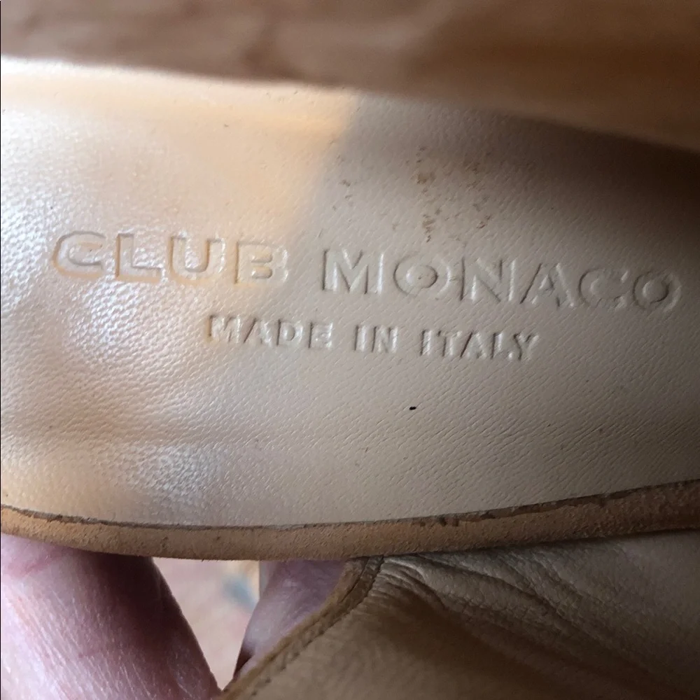 Club Monaco Mireva Suede Lace-up Open Toe Block Heel Sandals Tan Sz. 40